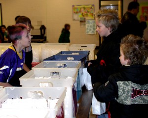 Students sell bagels during the Friday morning event at Carpenter.