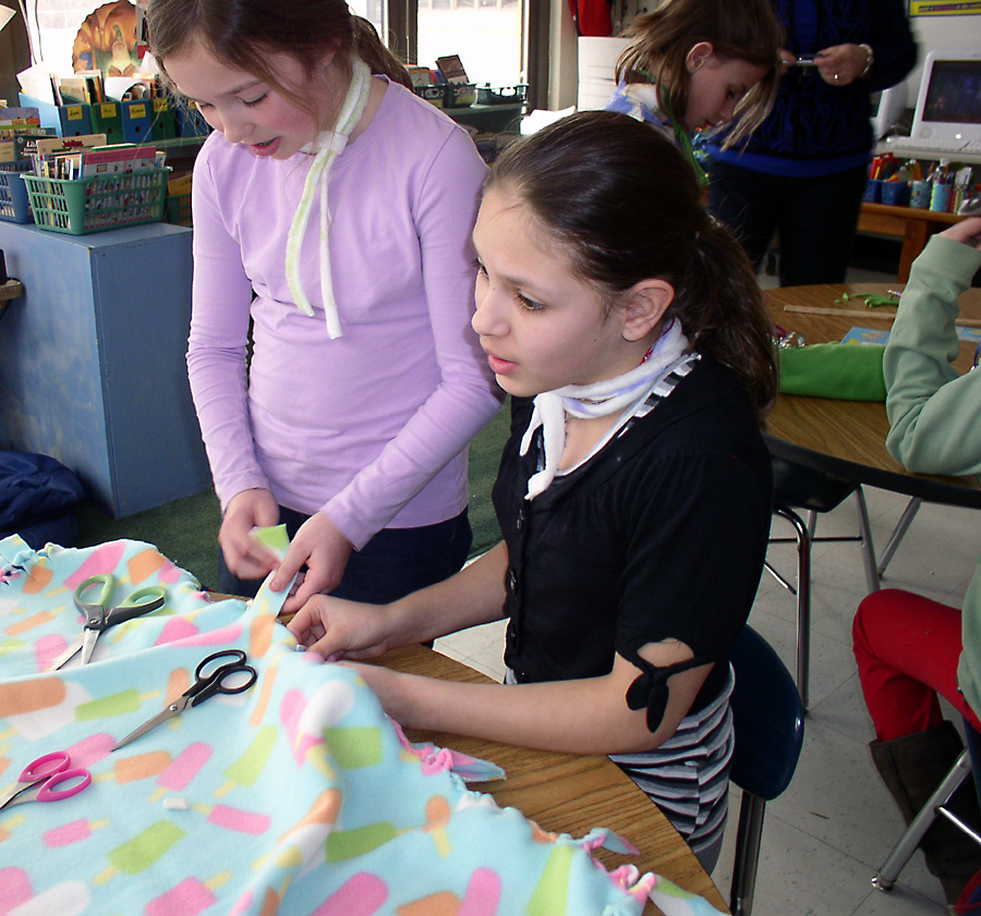 Eberwhite 5thgraders warm it up with homemade blankets, scarves AAPS District News