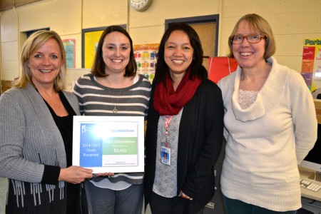 Barb Gildersleeve, Danielle Grosos and Sandra Wong are thrilled with the grant supported by a family fund recently started by AAPS Board President Deb Mexicotte.