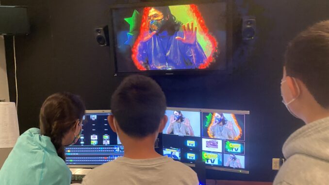 AAPS students learning video production skills in the CTN studio