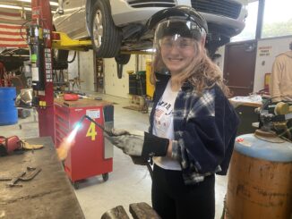 Gabby Mayrend in her auto tech class at Huron