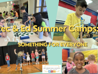 Four photos of children enjoying a Rec & Ed summer camp