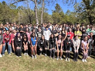 Group photo of Huron students volunteering at Freeman Environmental Center