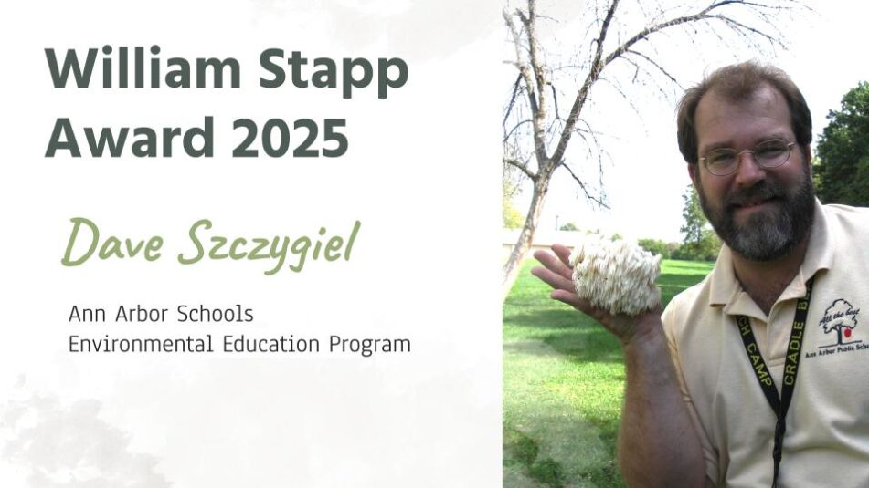William Stapp Award 2025 Dave Szczygiel and a picture of Dave Szczygiel from when he was a teacher.