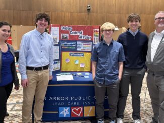 Instructional Technology Consultants Kaytee Bellows and Chris Thomas, and students Max Greineder, Isaac Thomas and Roman Gattuso