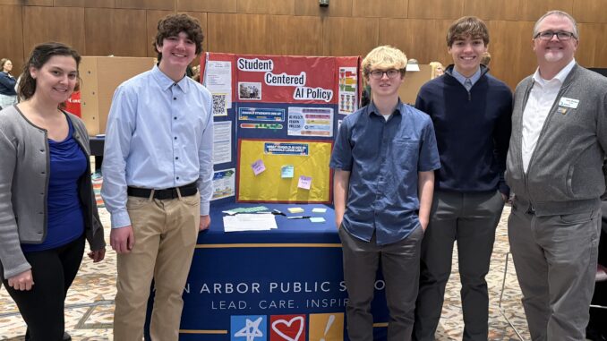 Instructional Technology Consultants Kaytee Bellows and Chris Thomas, and students Max Greineder, Isaac Thomas and Roman Gattuso