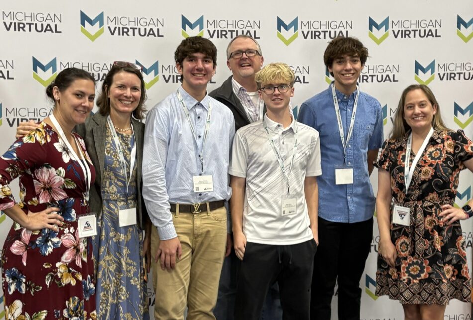 Max Greineder, Isaac Thomas and Roman Gattuso with AAPS staff Kaytee Bellows, Jennifer Colby, Chris Thomas and Melissa Gordon