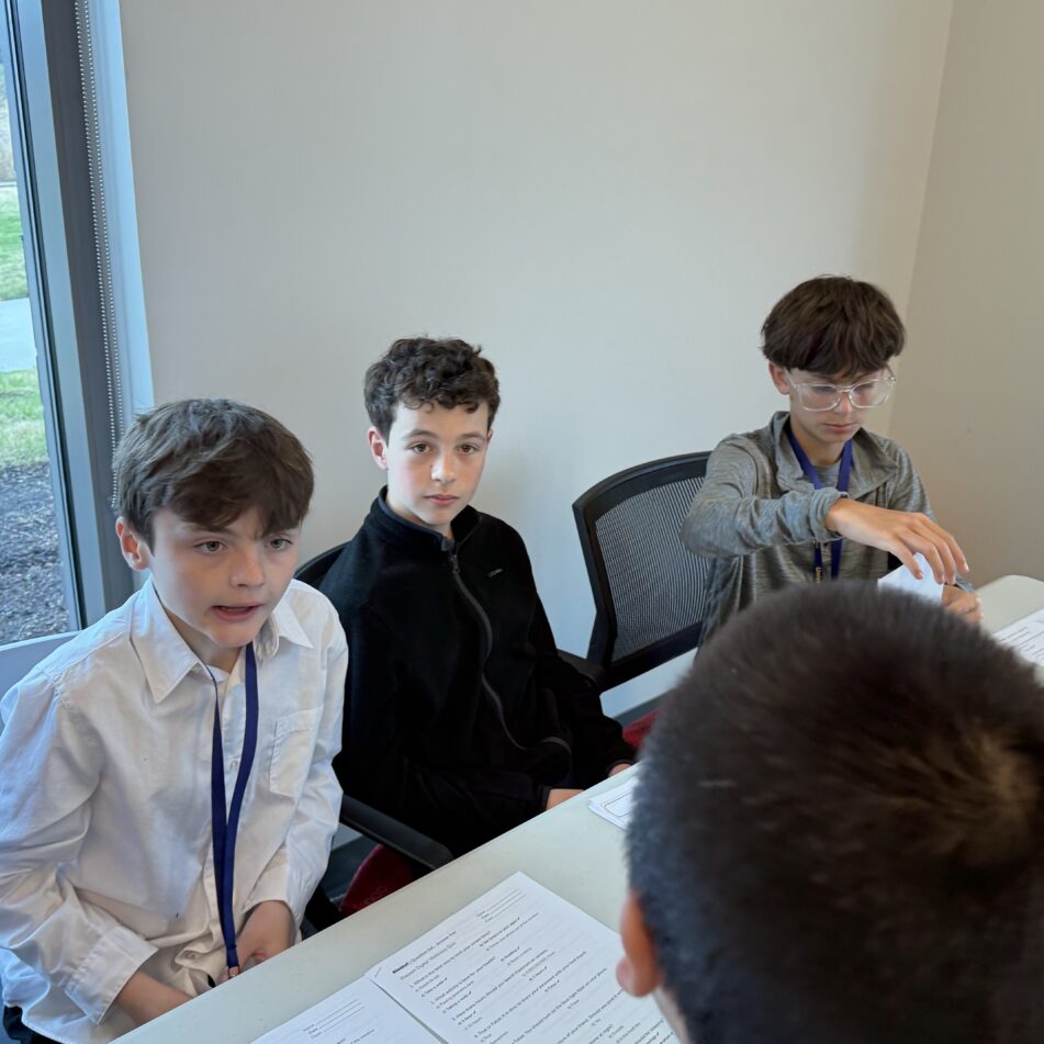 Three sixth graders share tips at the Digital Wellness Expo.