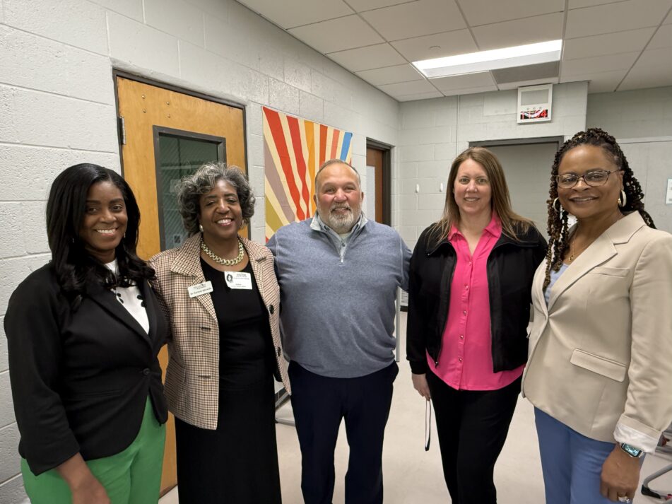 Superintendent Jazz Parks, MDE's Corinne Edwards, Scarlett Principal Gerald Vazquez, Assistant Principal Jaye Peterson and Executive Director of Middle School, K-8 and High School Learning Roberta Heyward