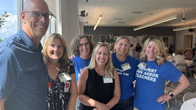 Six AAPS retirees at the reception.